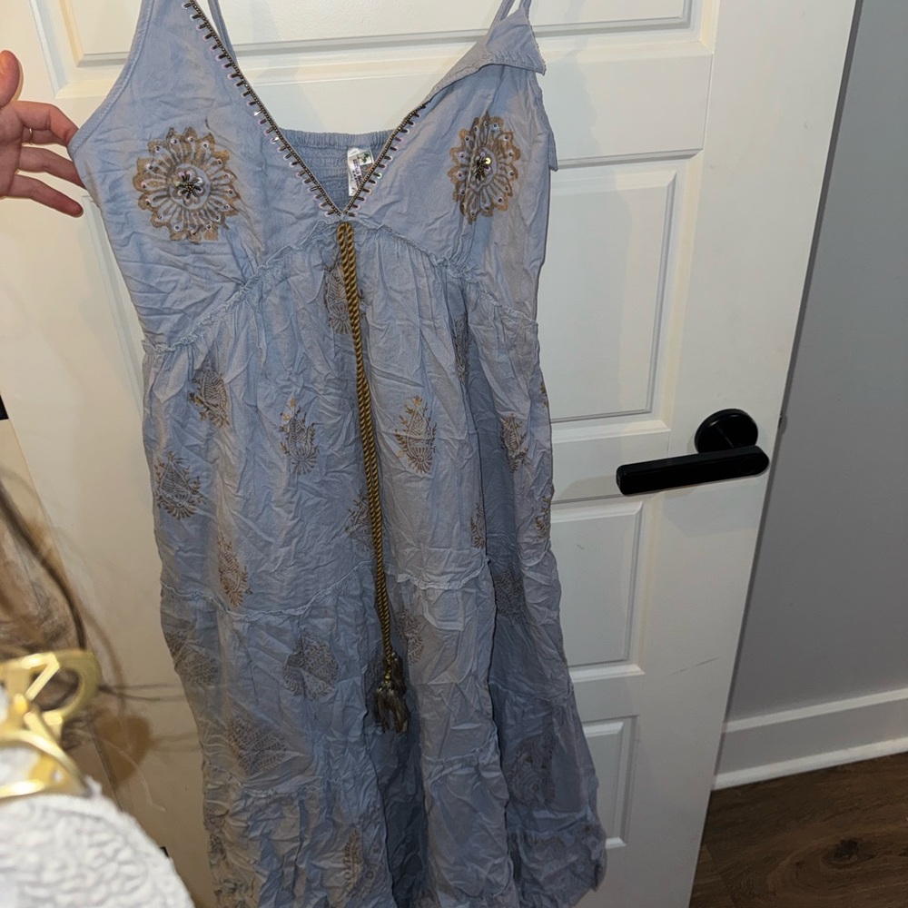 India Boutique Light Blue Embroidered Dress